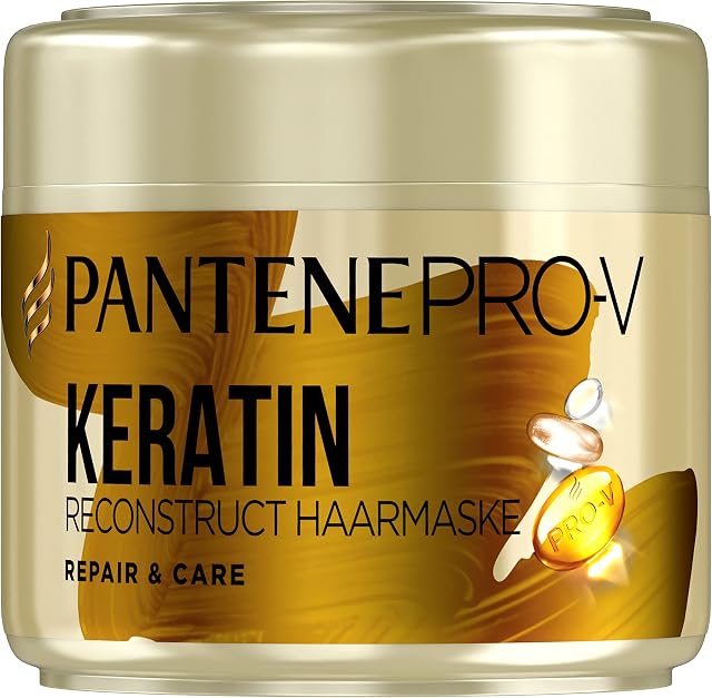 Pantene Pro-V & Care Keratin Reconstruct Hair Mask, 300 ml, Dry Hair, Hair Care for Dry Hair, Hair Care for Dry Hair, Hair Care Shine, for Damaged Hair, Gold