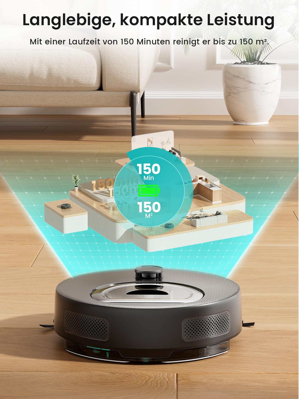 Lefant M330 Plus Saugroboter mit Wischfunktion,5000 Pa, Multi-Floor Mapping,Antikollision,Automatisches Andocken,No-Go-Zone,Vermeiden von Hindernissen,LiDAR Navigation,2.4G/5G, App und Alexa