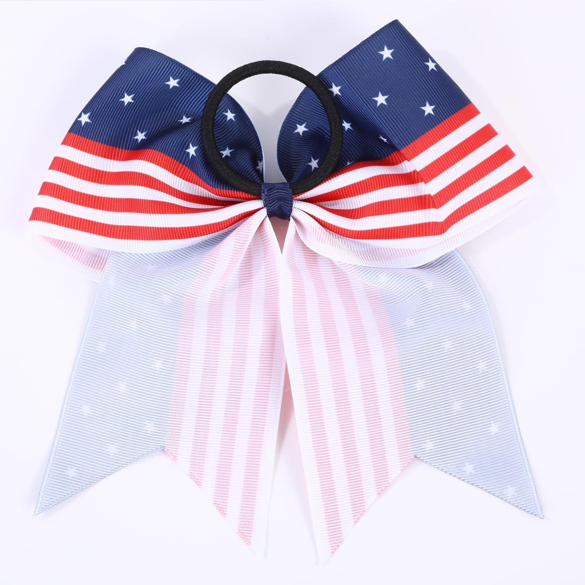 American USA Flag Cheer Bows for Girls,Red White and Blue Patriotic Flag Festival Hair Bow With Elastic Band Hair Accessories (flag a)