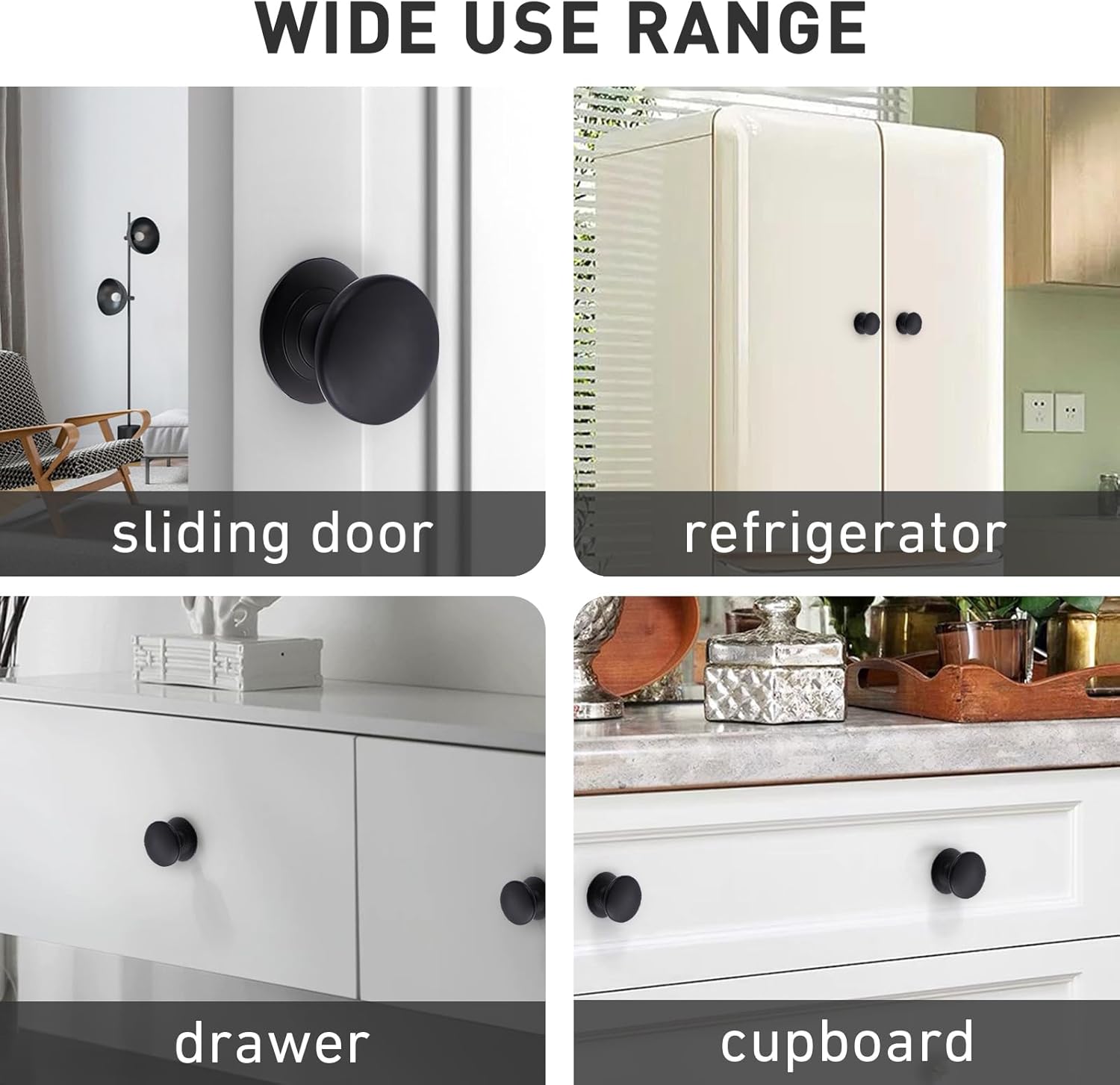 4 Pack Adhesive Knobs Stick On Handle Cabinet Knobs Aluminum Peel and Stick Hardware Black Adhesive Cabinet Knobs No Drill Cabinet Handles Adhesive Drawer Pulls for Mirror Cabinet Fridge Oven