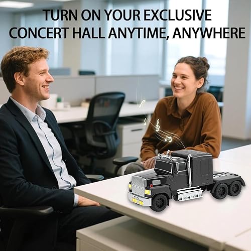 Miniatura 5 de WS-570 Retro American Truck Modelo Bluetooth Replica Altavoz - Sonido HD portátil, TWS estéreo, radio FM, luces LED de fiesta, micrófono integrado