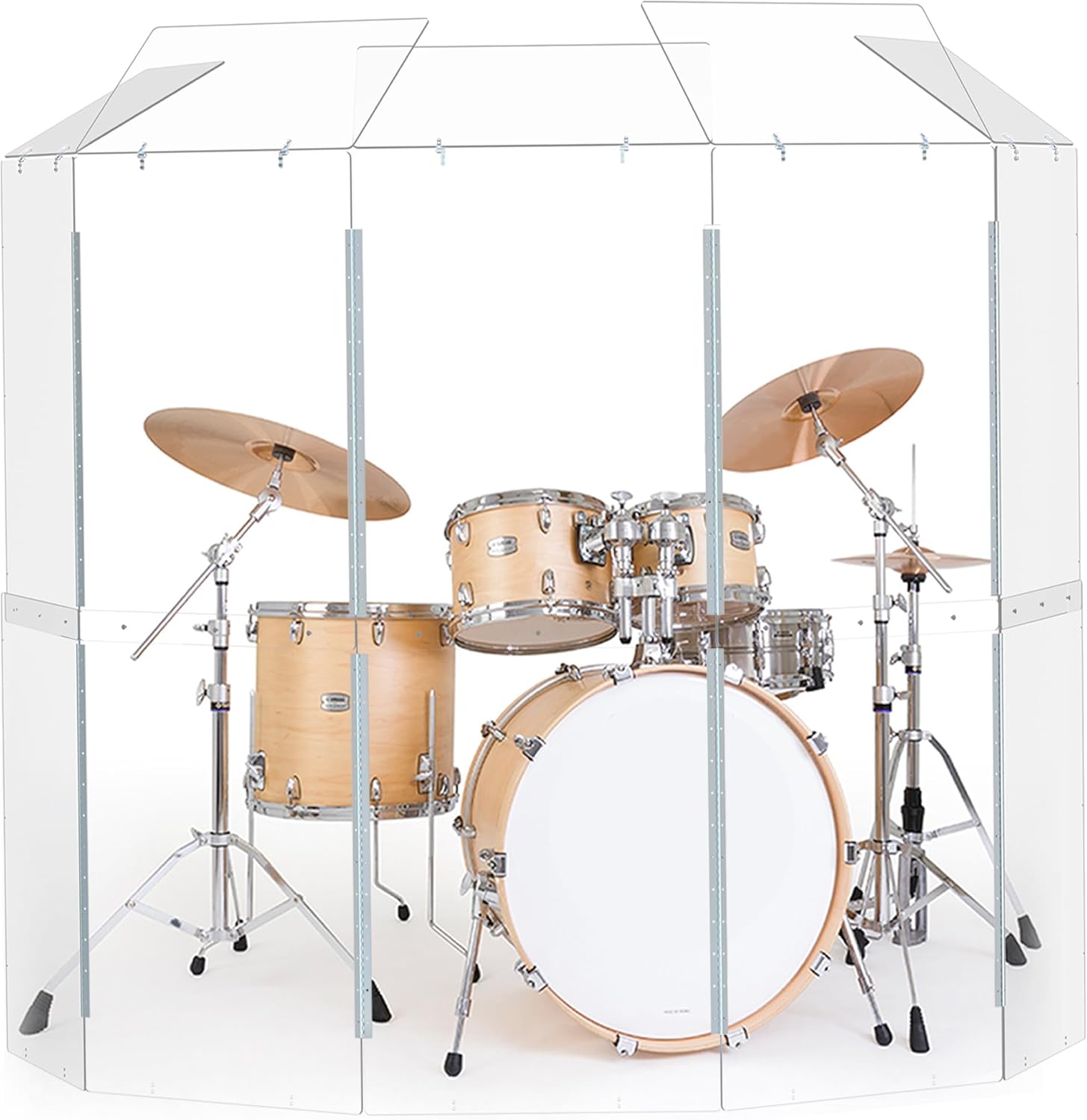 Drum Shield. Converts to 2ftx6ft. Full-Length Stainless Steel Hinges. Drum Cage for Home, Church, Practice & Performances (5 panels with deflectors).