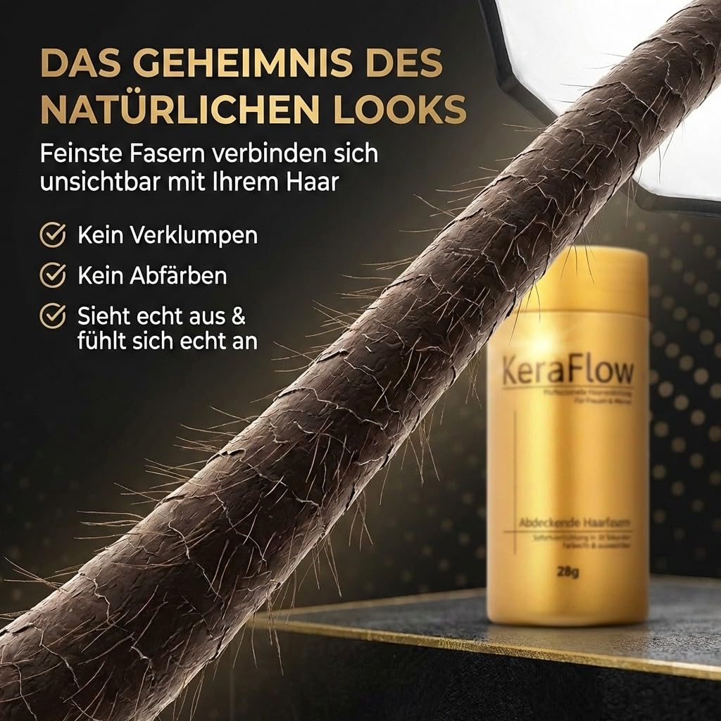 STREUHAAR 28g – Schütthaar zur Haarverdichtung für Herren & Damen – Haarpuder Ansatz für dichteres Haar bei dünnem Haar & kahlen Stellen – natürliches Volumen – Mittelbraun