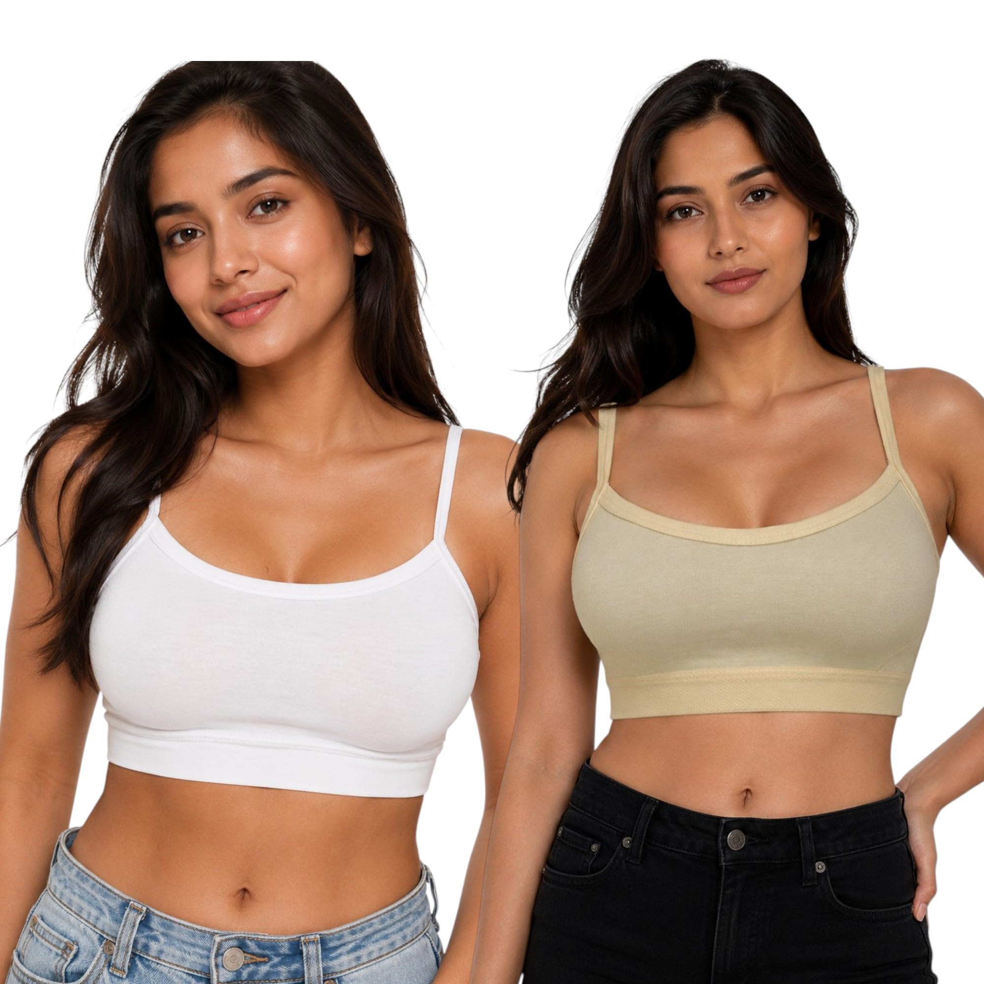 Tweens Sports Bra for Women | Hosiery Cotton Non-Padded Camisole Bra | Soft Stretch Slip-On Crop Top for Women-image-24