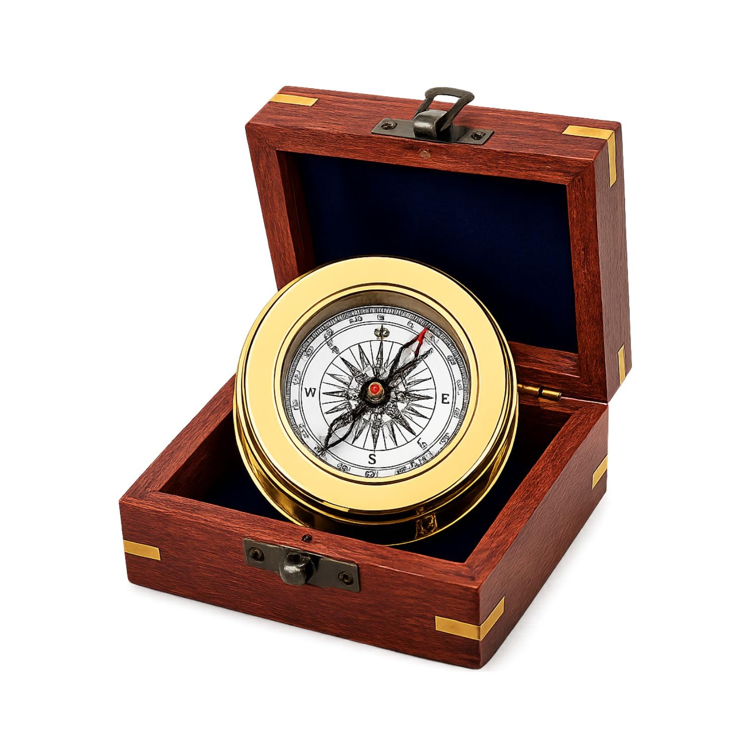 Vintage Messing Kompass mit Holzbox, Abschluss Geschenk für Sohn Ihn, Antiker Navigationskompass für Wandern Camping Scouting, Klasse 2026