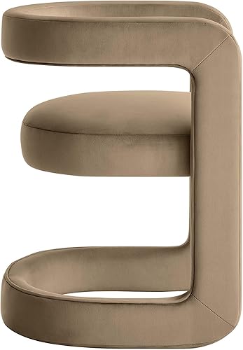 Miniatura 7 de Modway Winslow Silla de comedor de terciopelo resistente a las manchas en color gris pardo - Sillón de barril con respaldo abierto - Silla de