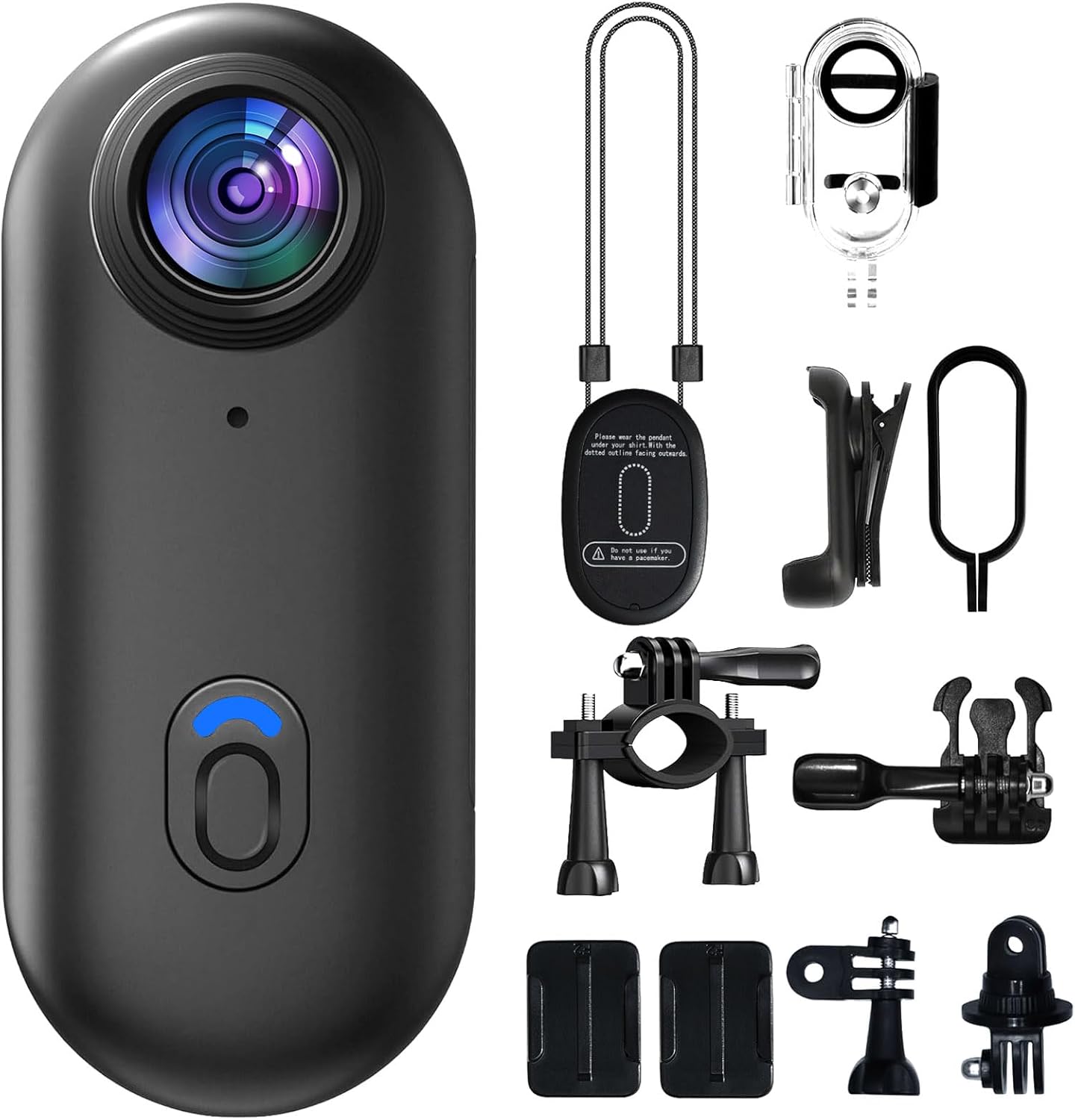 4K Mini Body Camera, 64GB Action Snap Cam, POV Snapcam, Thumb Size Hands Free Recording Body Worn Wearable Camera, Premium Portable Camcorder Mount Anywhere for Work, Travel, Pet Walks (Black)