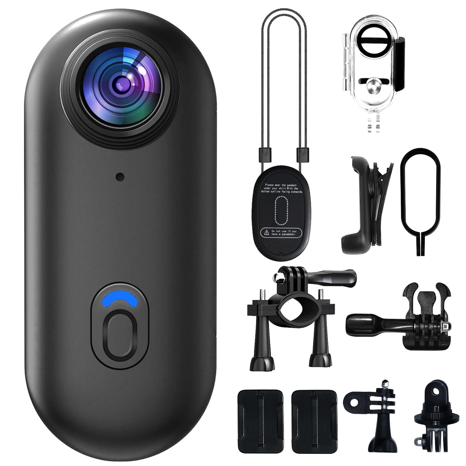 4K Mini Body Camera, 64GB Action Snap Cam, POV Snapcam, Thumb Size Hands Free Recording Body Worn Wearable Camera, Premium Portable Camcorder Mount Anywhere for Work, Travel, Pet Walks (Black)