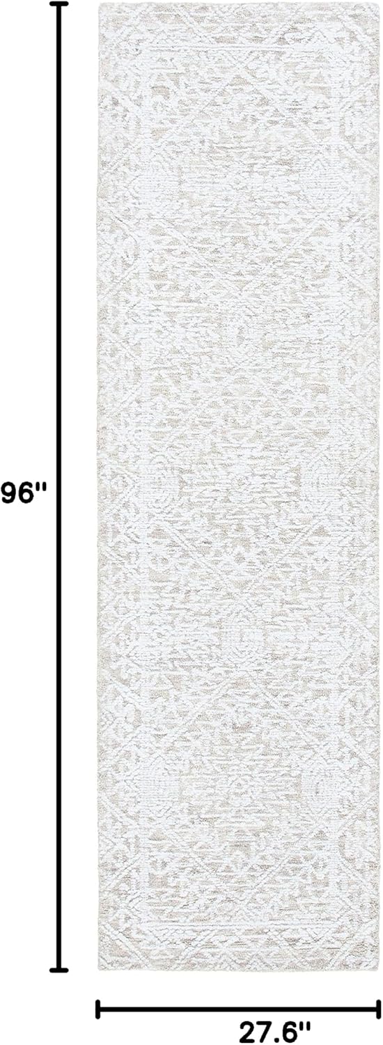 SAFAVIEH Glamour Collection Runner Rug - 2'3" x 8', Beige, Handmade Wool & Viscose, Ideal for High Traffic Areas in Living Room, Bedroom (GLM301B)