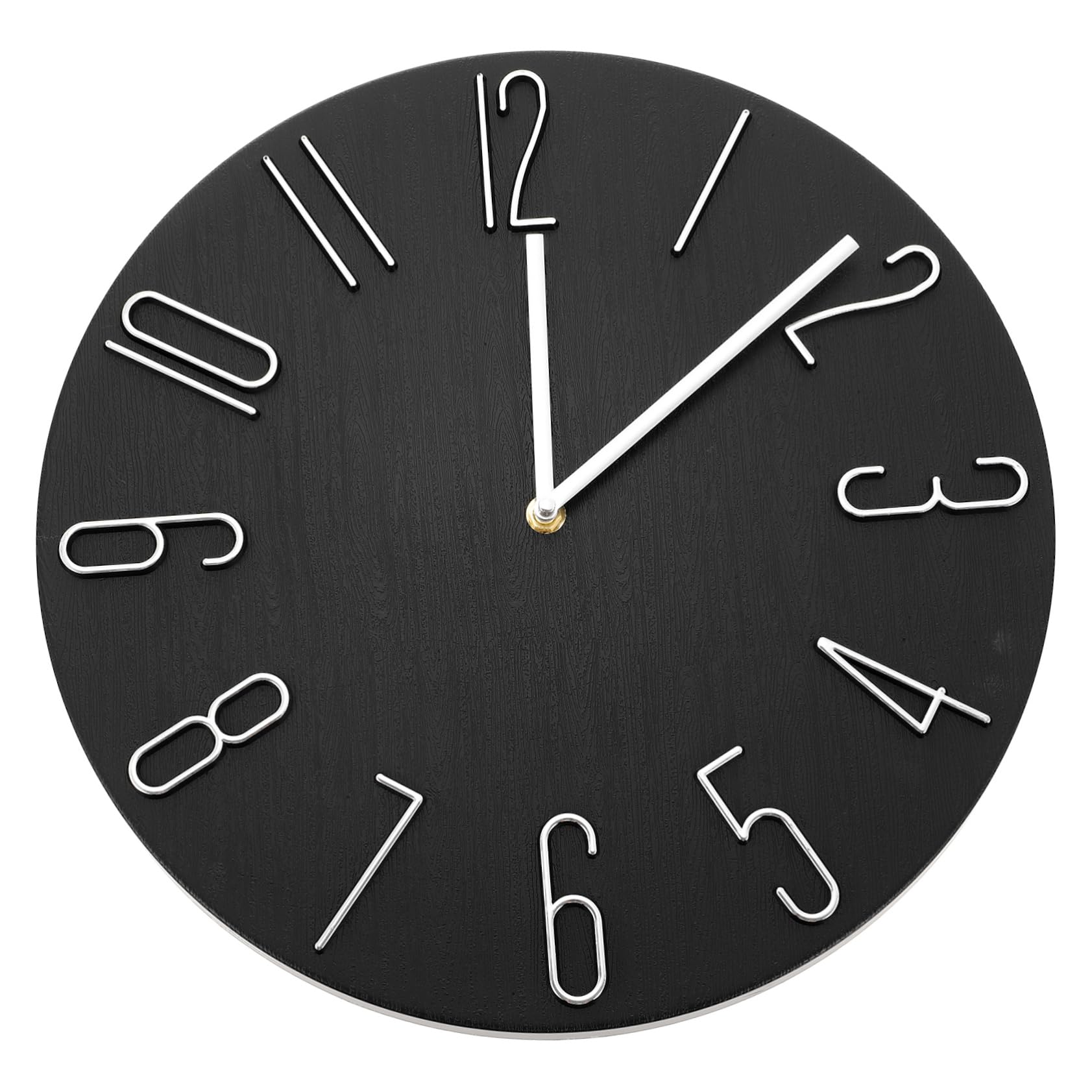 Horloge murale pour bureau et salon contemporain en plastique noir