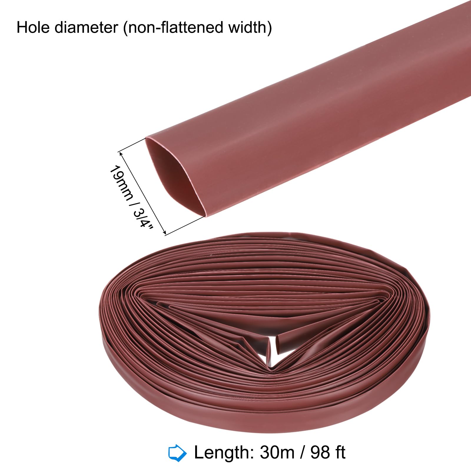 Guaina termorestringente, diametro interno 1/24", lunghezza 75,9 m, rapporto 2:1, poliolefina, guaina termorestringente per isolamento dei cavi elettrici, gestione dei cavi, nero