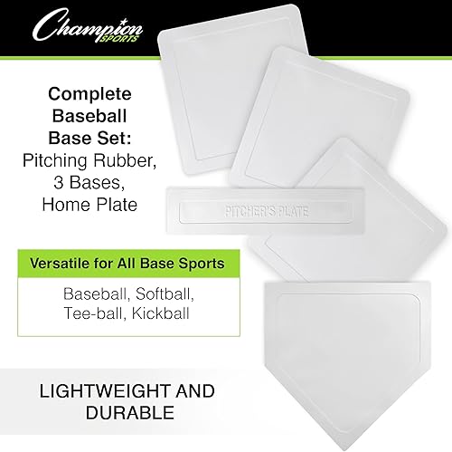 Vista 17 de Champion Sports Throwdown Base Set – 5 Rubber Baseball/Softball Base