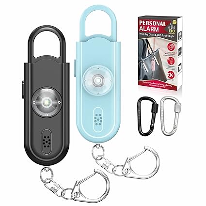 Safe Sound Personal Alarm, 2 Pack 130 dB Loud Siren Song Emergency Security Alarm Keychain with Strobe SOS LED Light, Personal Sound Safety Siren for Women, Men, Children, Elderly