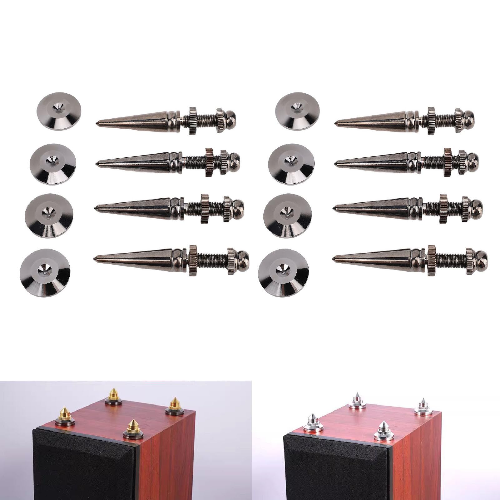 Bewinner 8 Punte per Altoparlanti con Cuscinetti di Base, Piedini Isolanti in Rame per Altoparlanti HiFi, Amplificatori, Subwoofer, Giradischi, Lettori CD DVD, Strumenti Musicali