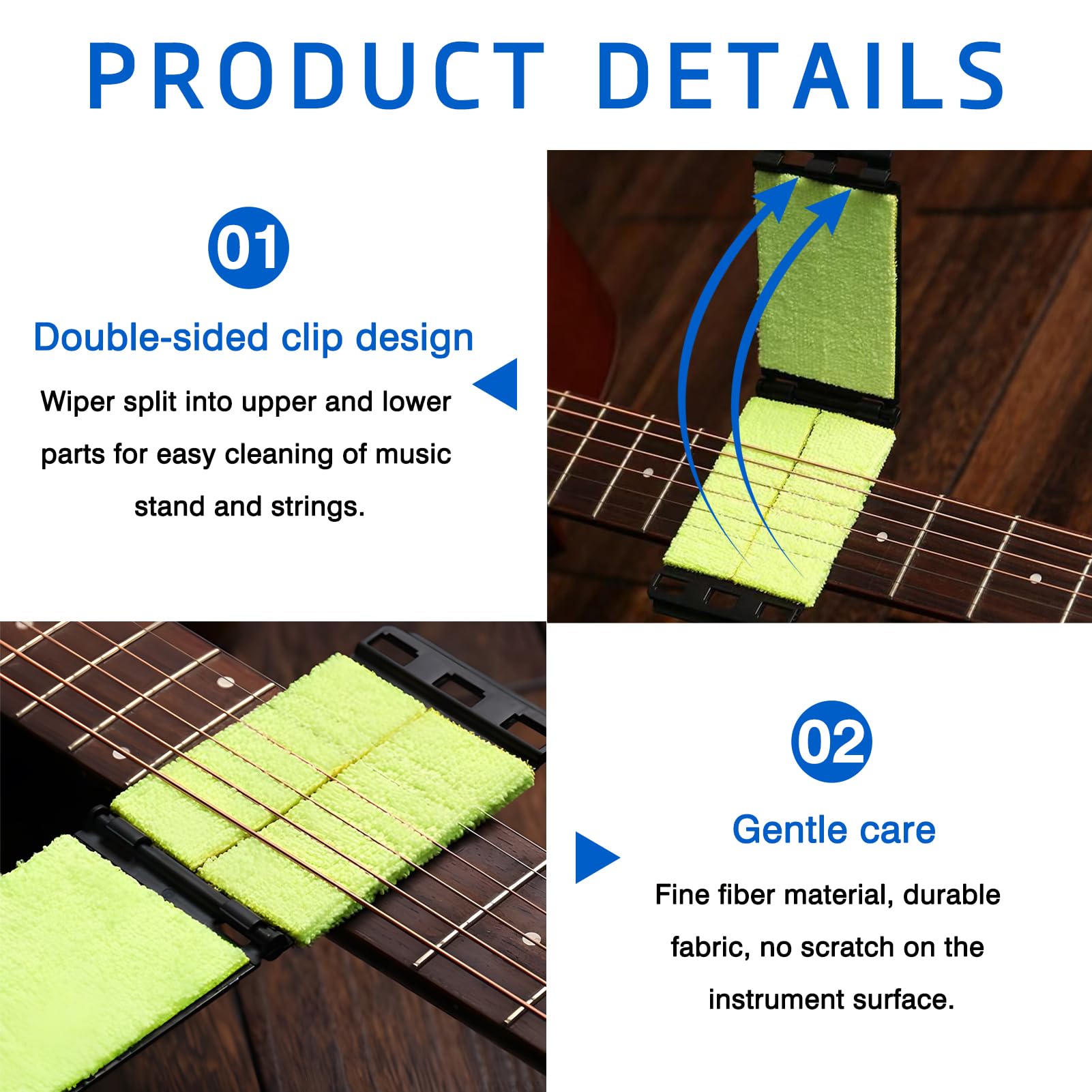 2PCS Guitar Fingerboard String Cleaner Maintaining Tool Maintains Acoustic, Electric Guitar, and Bass Strings & Fretboard - Image 4