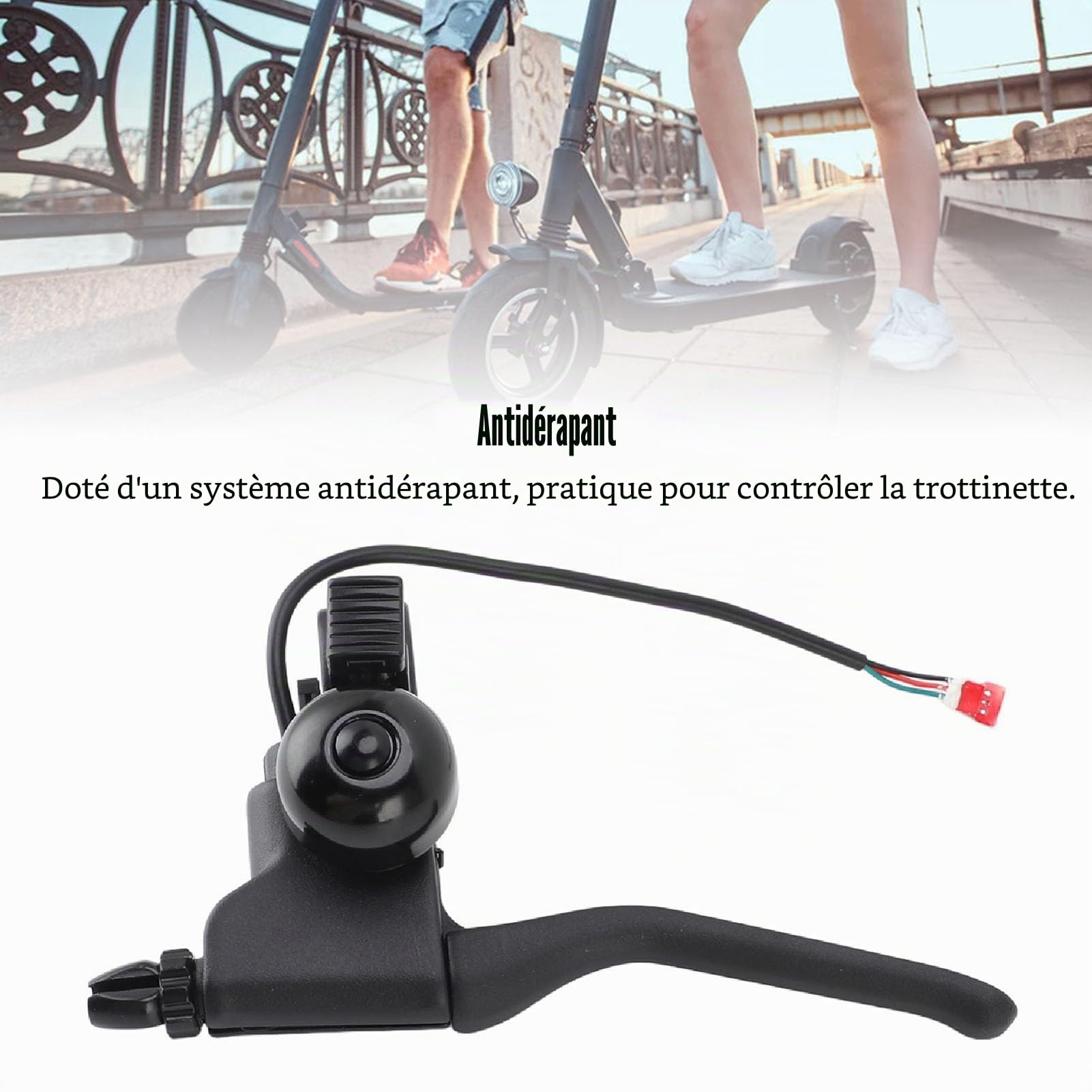 Focket Poignée de Levier de Frein avec Cloches de Rechange pour Pièces de Scooter électrique, Levier de Frein Antidérapant avec Cloche pour Pièce de Rechange DIY pour Scooter électrique