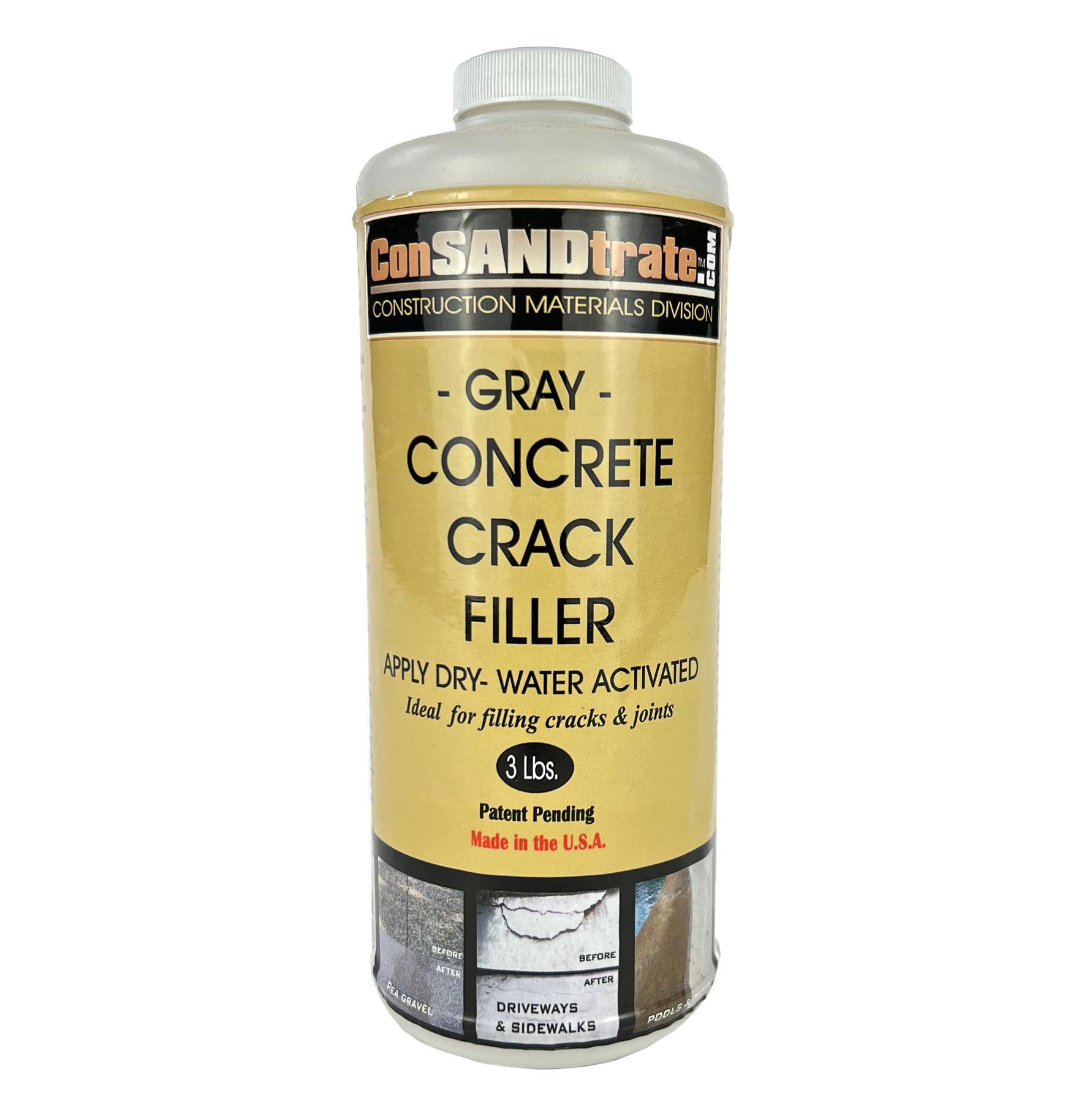 Concrete Crack Filler - Gray - 3 lb. (Single Bottle) - Polymer Based Sealant for Filling in Concrete Cracks on Driveways, Walkways and Patios (Gray)