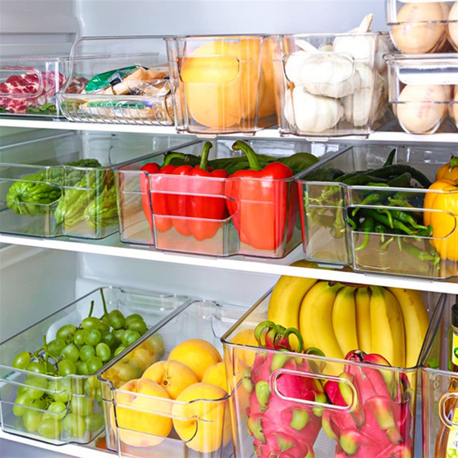 Aufbewahrungsbox Kühlschrank Aufbewahrungsbox Kapazität von Stac Kühlschrank Lebensmittelaufbewahrungsbox (Farbe: 1) (3)