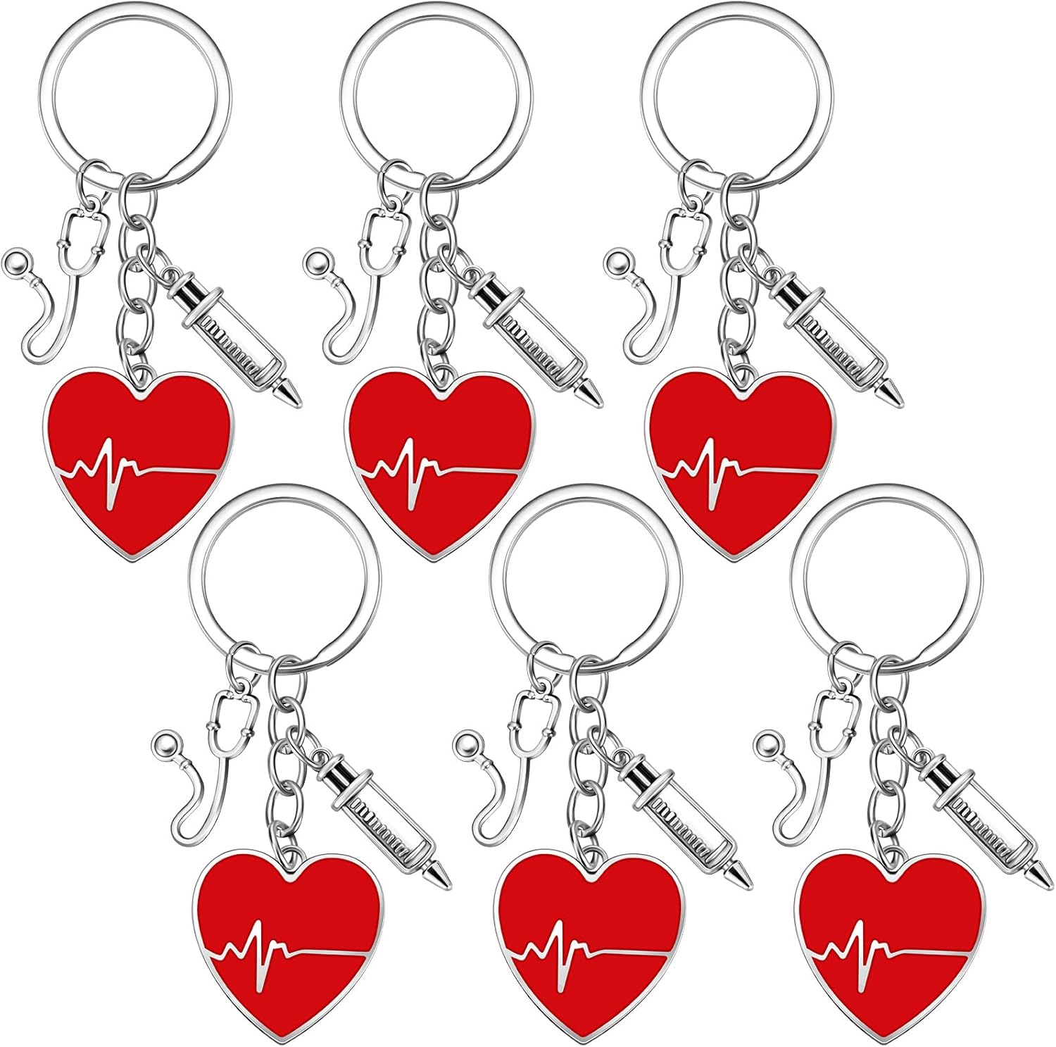 Hicarer 6 Pcs Valentines Day Nurse Gifts Red Heart Keychains for Nursing Practitioners Medical Assistant Cna Nurses Week Party Favors Christmas Appreciation Gifts - Image 8