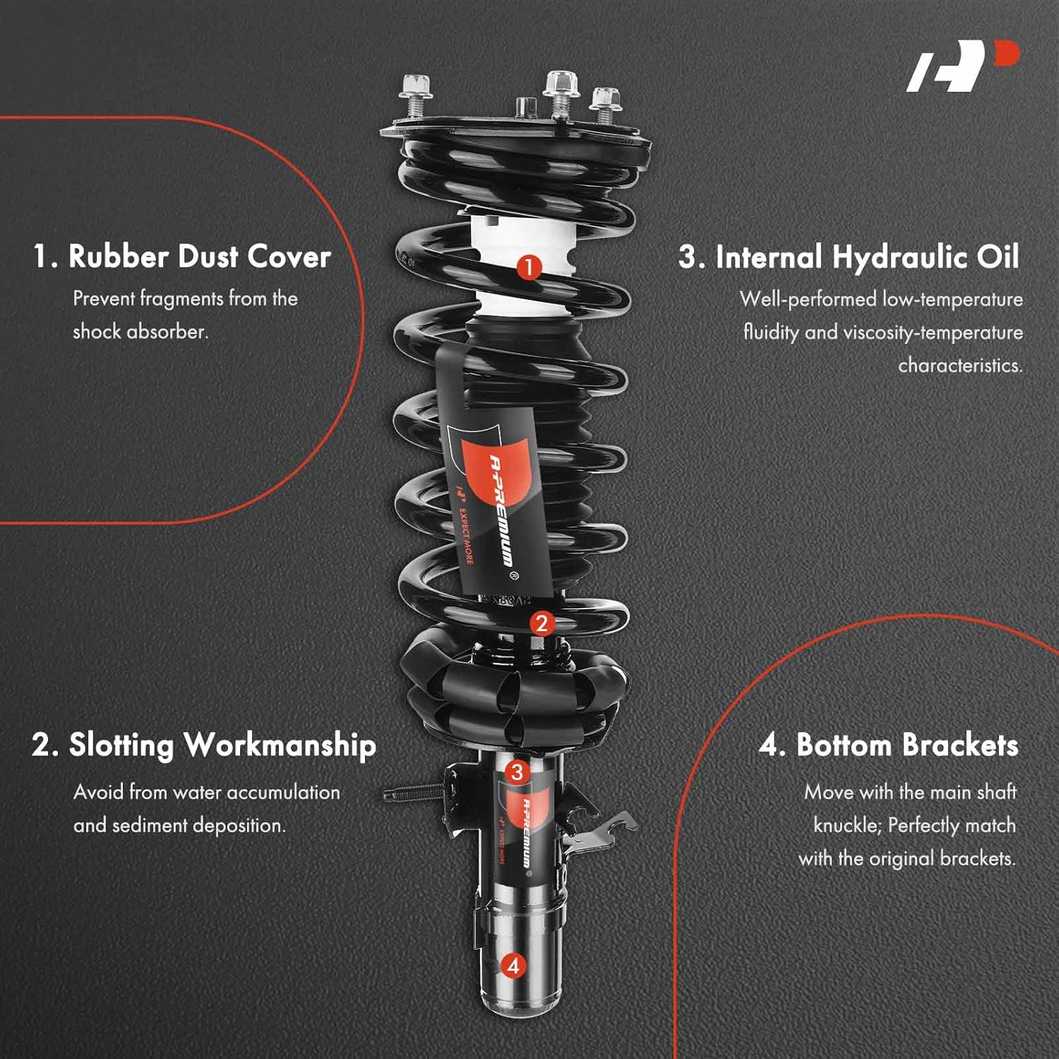 A-Premium Front Strut & Coil Spring Assembly Compatible with Infiniti G35 [X] 2004 2005 2006-2x Replacement Suspension Complete Strut Shock Absorber with Coil Spring
