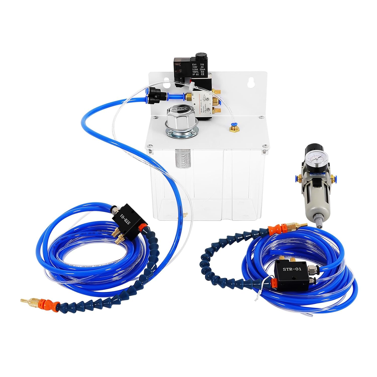 Mist Coolant Lubrication Spray Kits, Misting Spray System Cutting Coolant Machine w/Oil Tank & Solenoid Valve Self-Priming Micro-Mist Machine Cooling Spray System for CNC Lathe Milling Drill