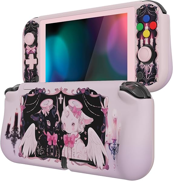 PlayVital ZealProtect Protective Case for Nintendo Switch Lite, Hard Shell Grip Cover for Nintendo Switch Lite w/Screen Protector & Thumb Grip Caps & Button Caps - Darkling Sheep - 1