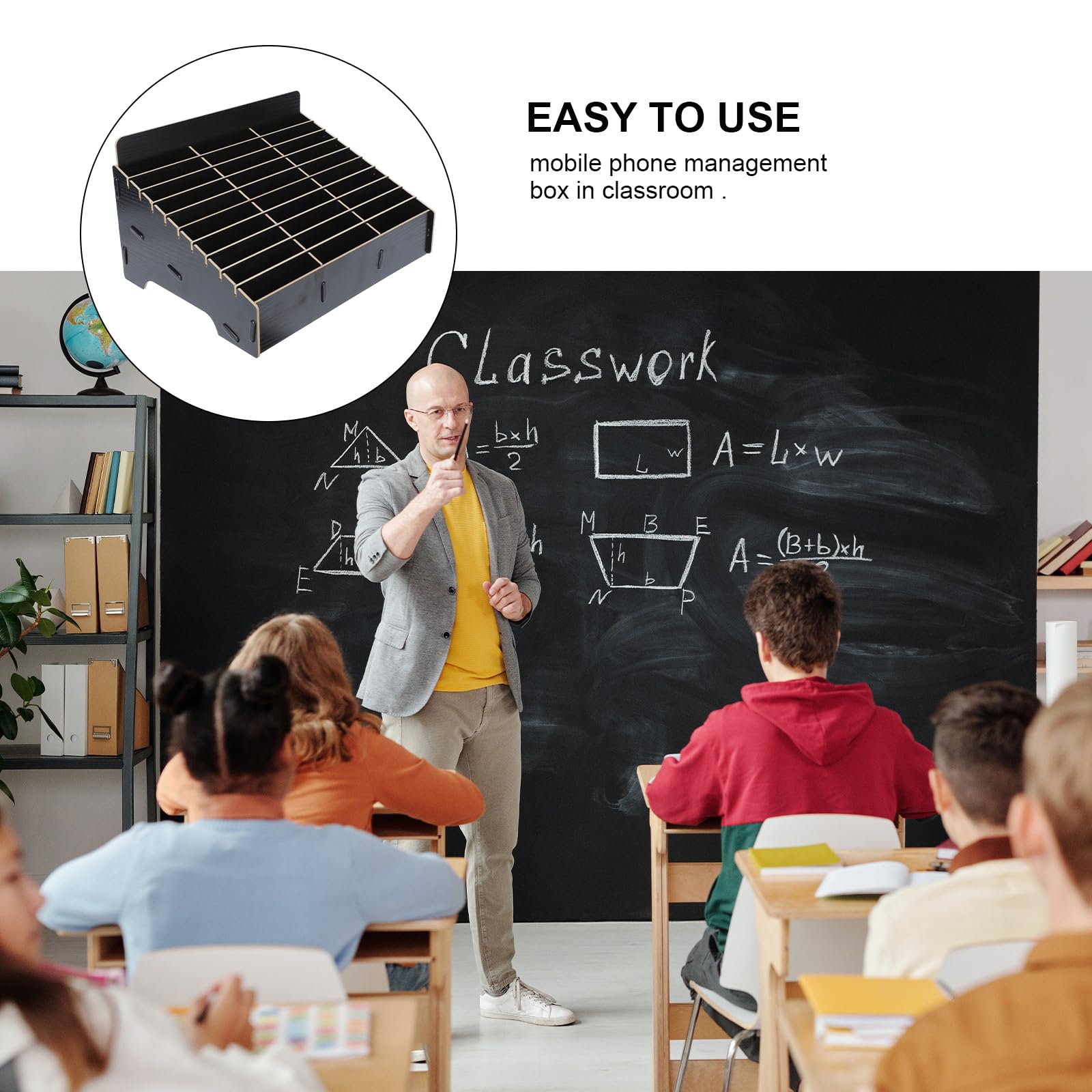 Boîte De Rangement Multi-grilles En Bois Pour Téléphones – Idéale Pour Bureau & Classe