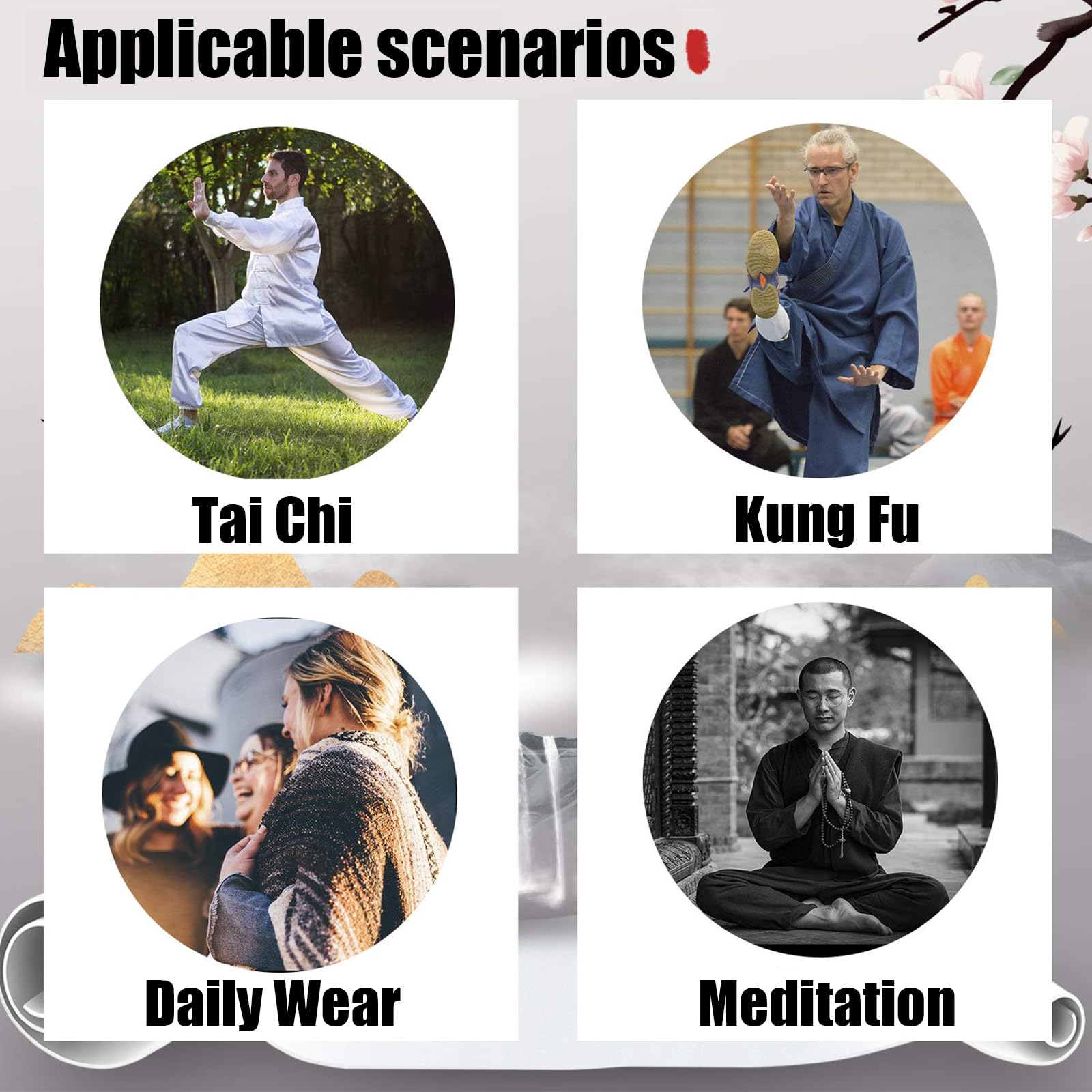 VêTements Kung Fu pour Homme Femme,Tenues De Kung Fu Shaolin,Tenue De Tai Chi à Manches Longues,Fluide Et éLéGant,Convient Aux Arts Martiaux Et à La MéDitation