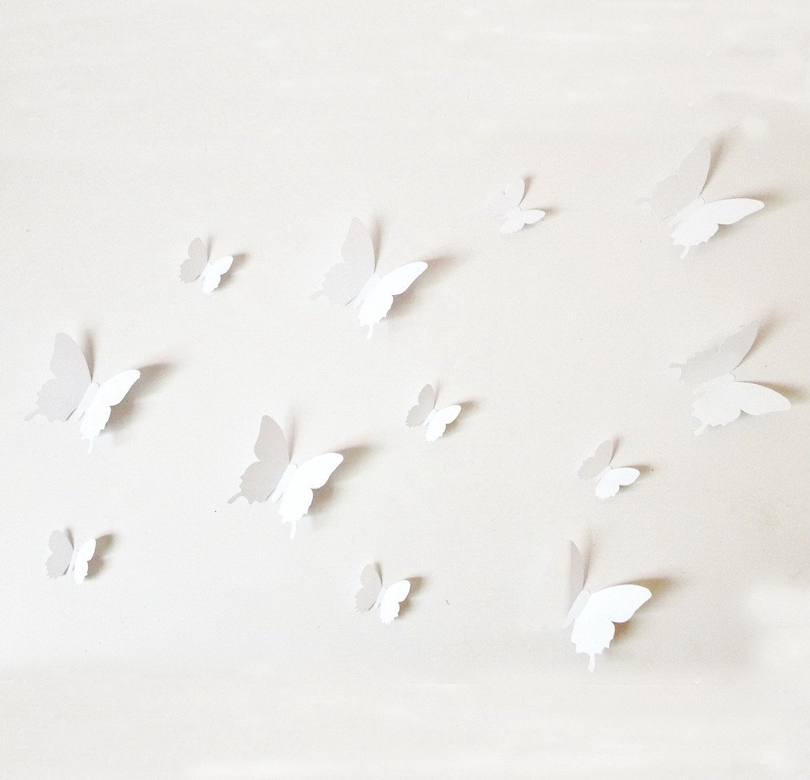 12PCS 3D White Butterfly Wall Stickers Art Decal PVC Butterflies Home DIY Decor