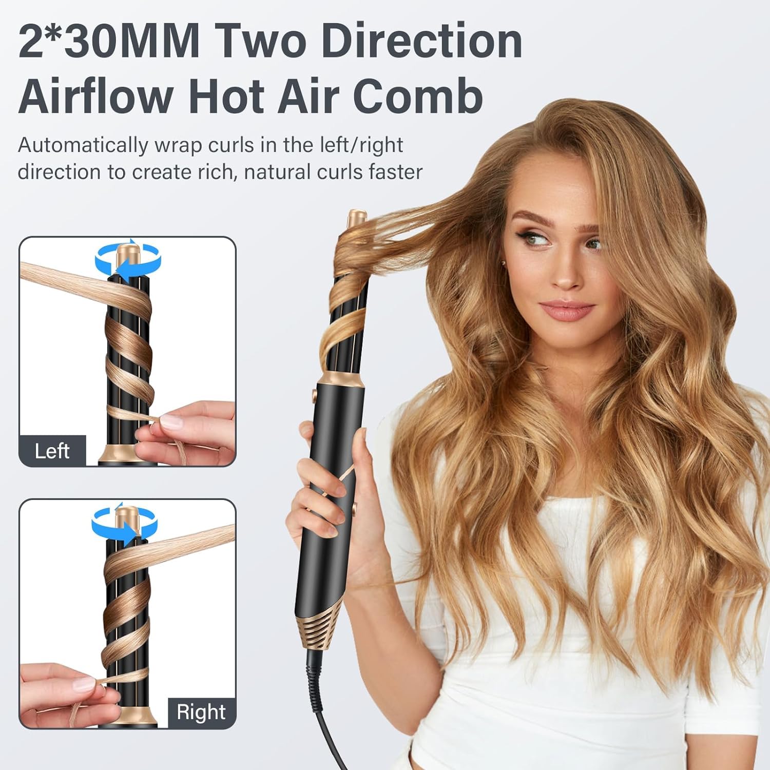 KYN 6 en 1 Airstyler, Brosse Soufflante Chauffante, Repliable Brosse à Cheveux avec Rouleau de Boucle Automatique Rotatif, Céramique Ionique Hairstyler pour Lisser, Boucler, Donner du Volume