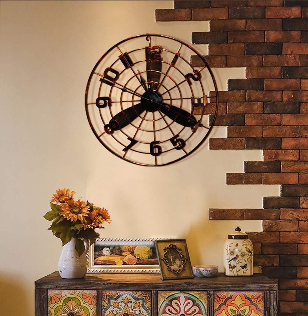 Reloj de Pared Grande de Metal Reloj de Pared Silent Retro Nostalgia Reloj de Pared de Bicicleta Utilizado para Decorar cafeterías de Restaurante 丨 Estilo Industrial 丨 sin Segunda Mano Sin batería