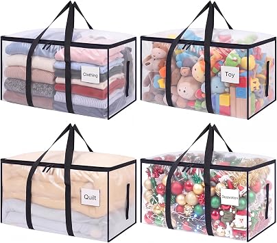 Dntorx 4 Pack 90L Moving Bags Heavy Duty Moving Boxes Xmas Storage Bag