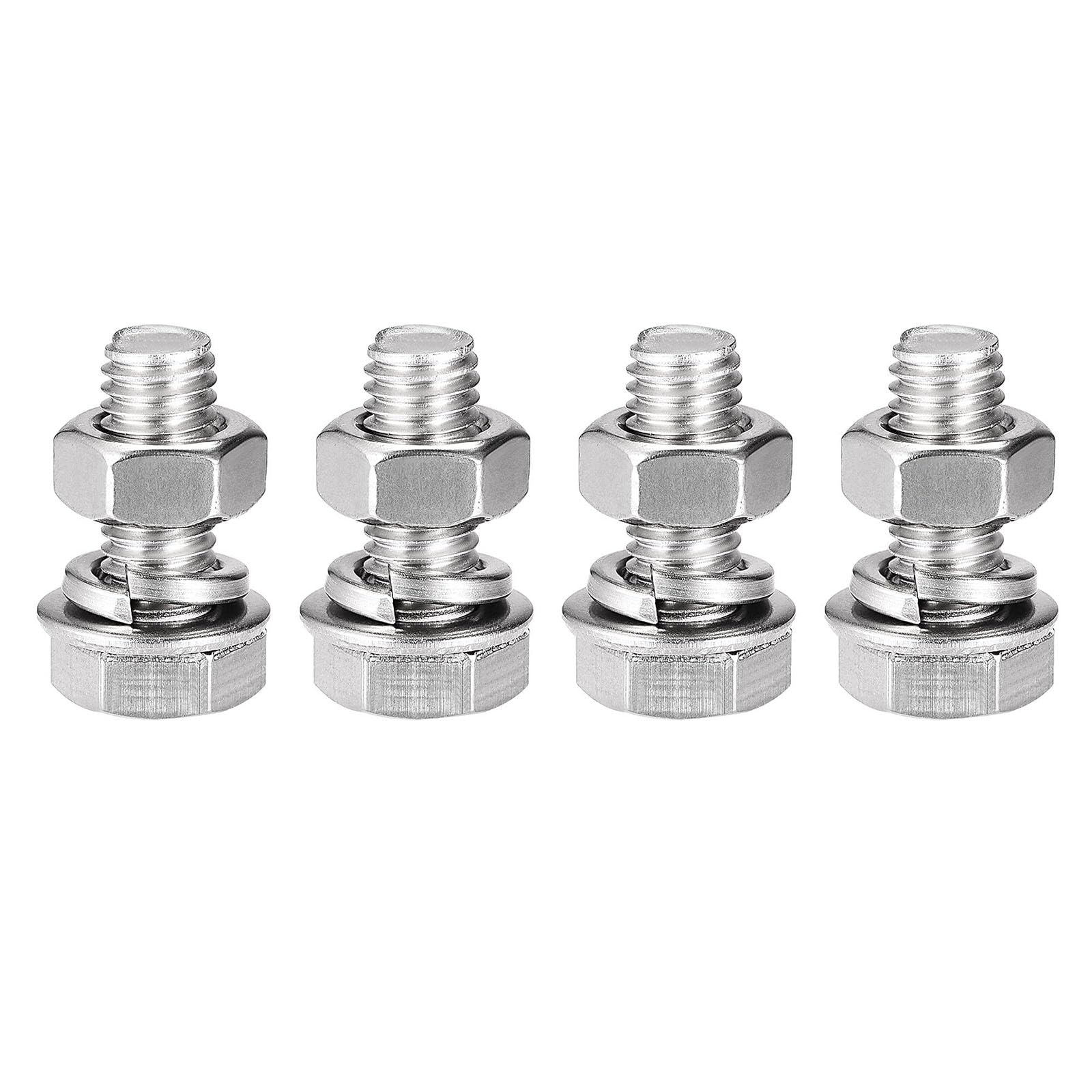 TOP-VIGOR 4Pcs M8 x 20mm Hex Head Screws Bolts, Nuts, Flat & Lock Washers Kits