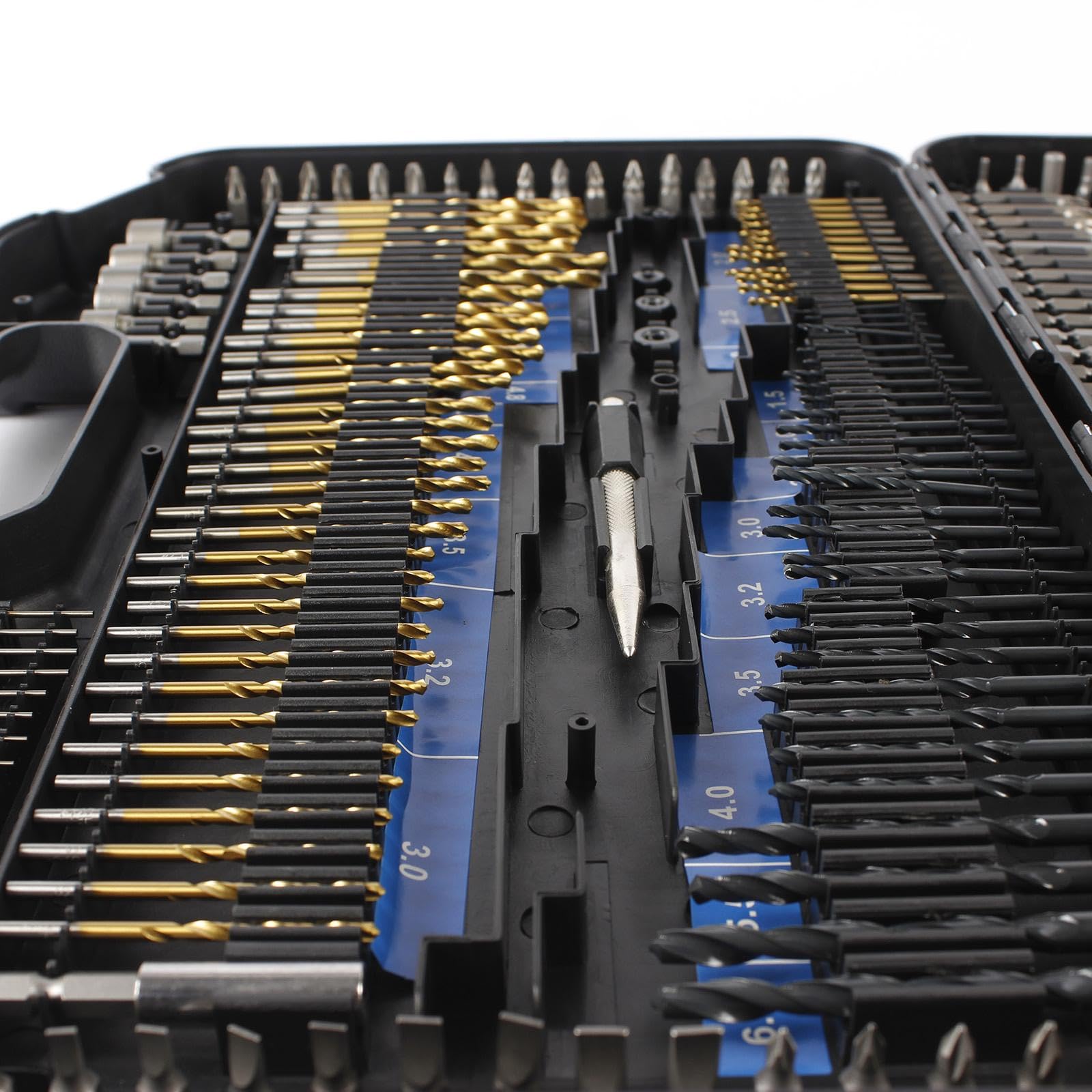 246 Piezas Juego de Brocas Taladro Juego de Brocas Acero Rápido Juego Brocas para Madera Y Metal con Estuche Transporte Adecuado para Bricolaje, Etiqueta azul