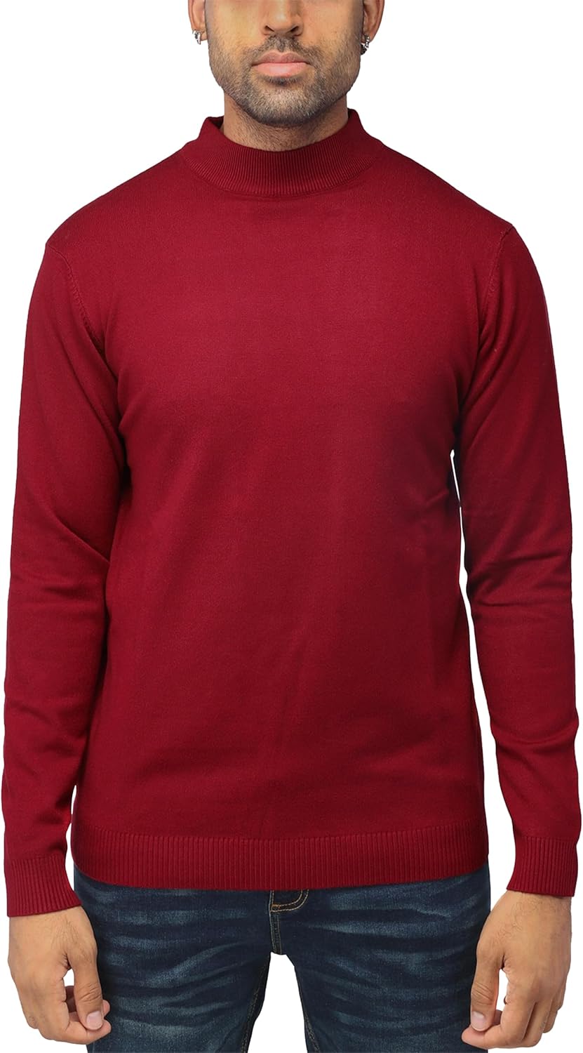 X RAY Mens Mock Neck Sweater, Soft Slim Fit Pullover Top, Basic Mock Neck Sweater for Men