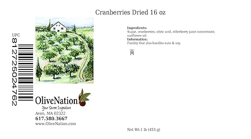 OliveNation Arándanos secos, ligeramente endulzados, sin sulfito, frutas frescas secas para cocinar, hornear, mezcla de frutos secos, aperitivos,