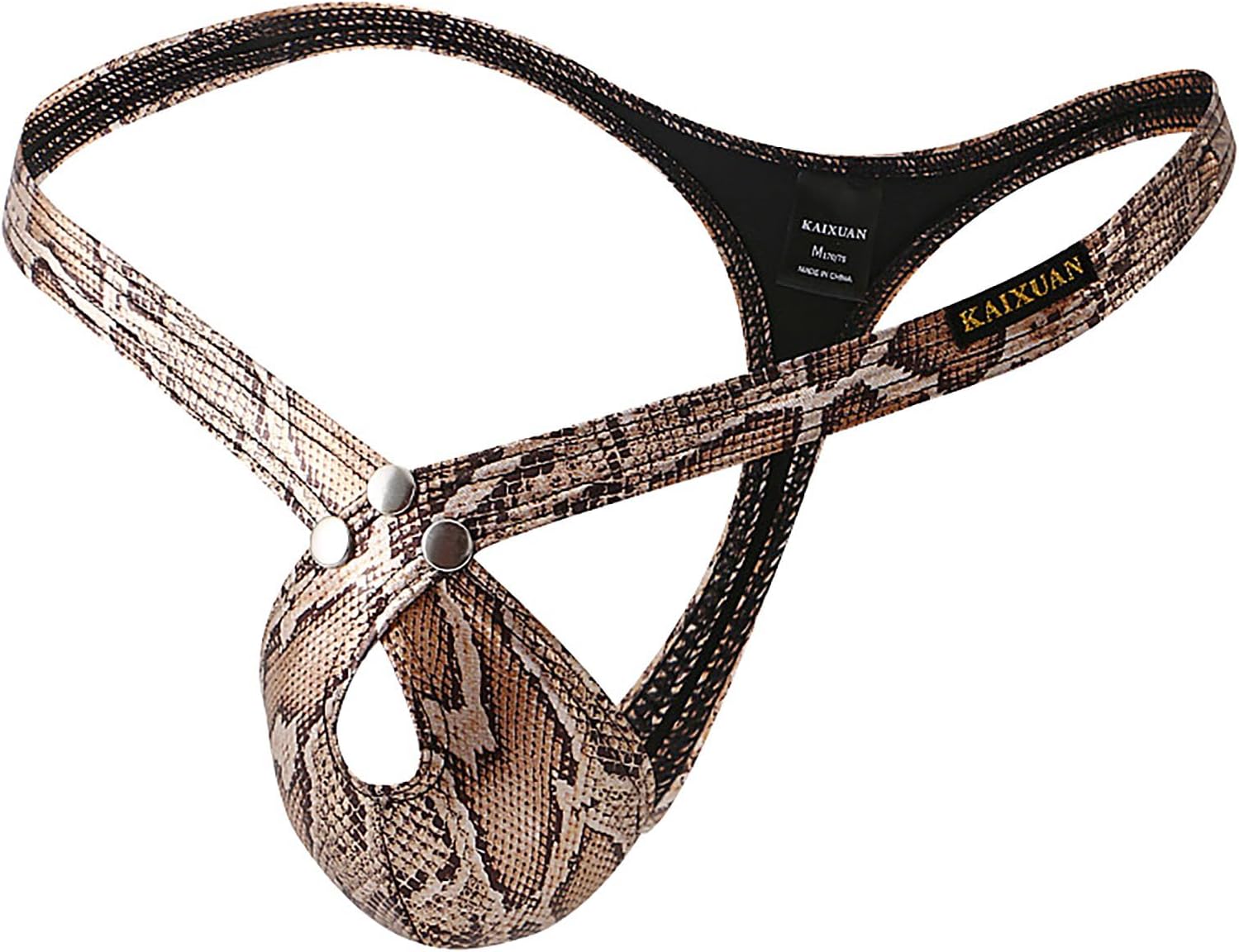 Men's Thong Sexy Jockstrap Underwear, Simulated Python Skin Low Rise Comfortable Briefs for Daily Life X-Large Gold