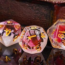 Cusdie 7-Die DND Dice, Polyhedral Dice Set Filled with Animal, for Role Playing Game D&D Dice (Black Spider)