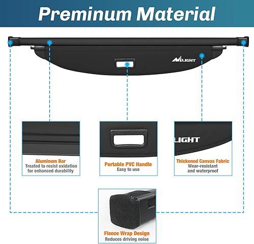 Vista 44 de Nilight Cubierta de carga para maletero para Toyota RAV4, accesorios 2013 2014 2015 2016 2017 2018, cubierta de seguridad retráctil para carga