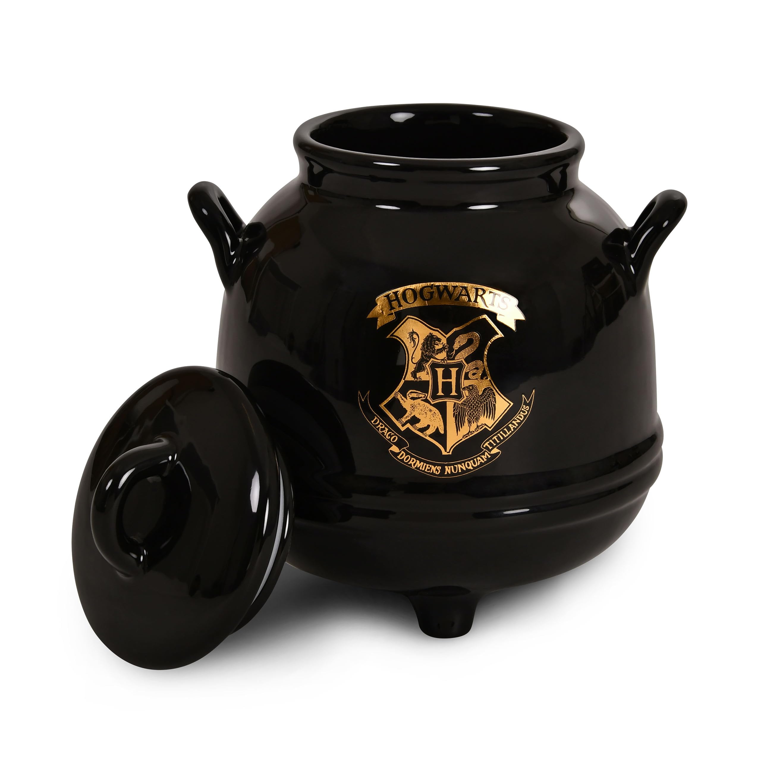 Elbenwald Harry Potter Hogwarts Kessel Keksdose - mit Hogwarts Schule Wappenmotiv Keramik Schwarz