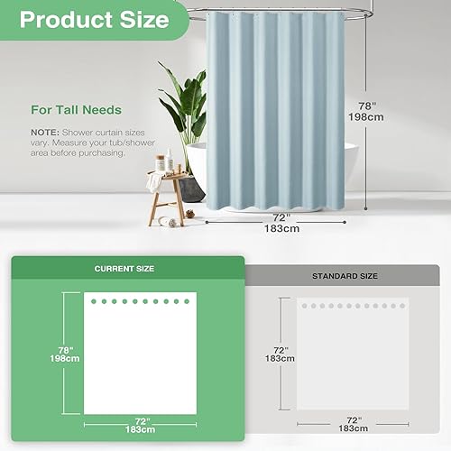 Vista 562 de Dynamene Cortina de ducha larga de tela negra – Cortinas de ducha de tela alta y resistente con textura de gofre, juego de cortina de baño de lujo