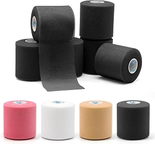 OK TAPE Pre Wrap Tape Athletic Foam Underwrap for Sports 6-Rolls, 72 Yds | Protect for Ankles Wrists Hands and Knees, Soft, Breathable, Skin-friendly and Latex-free 2.75 Inches - Black