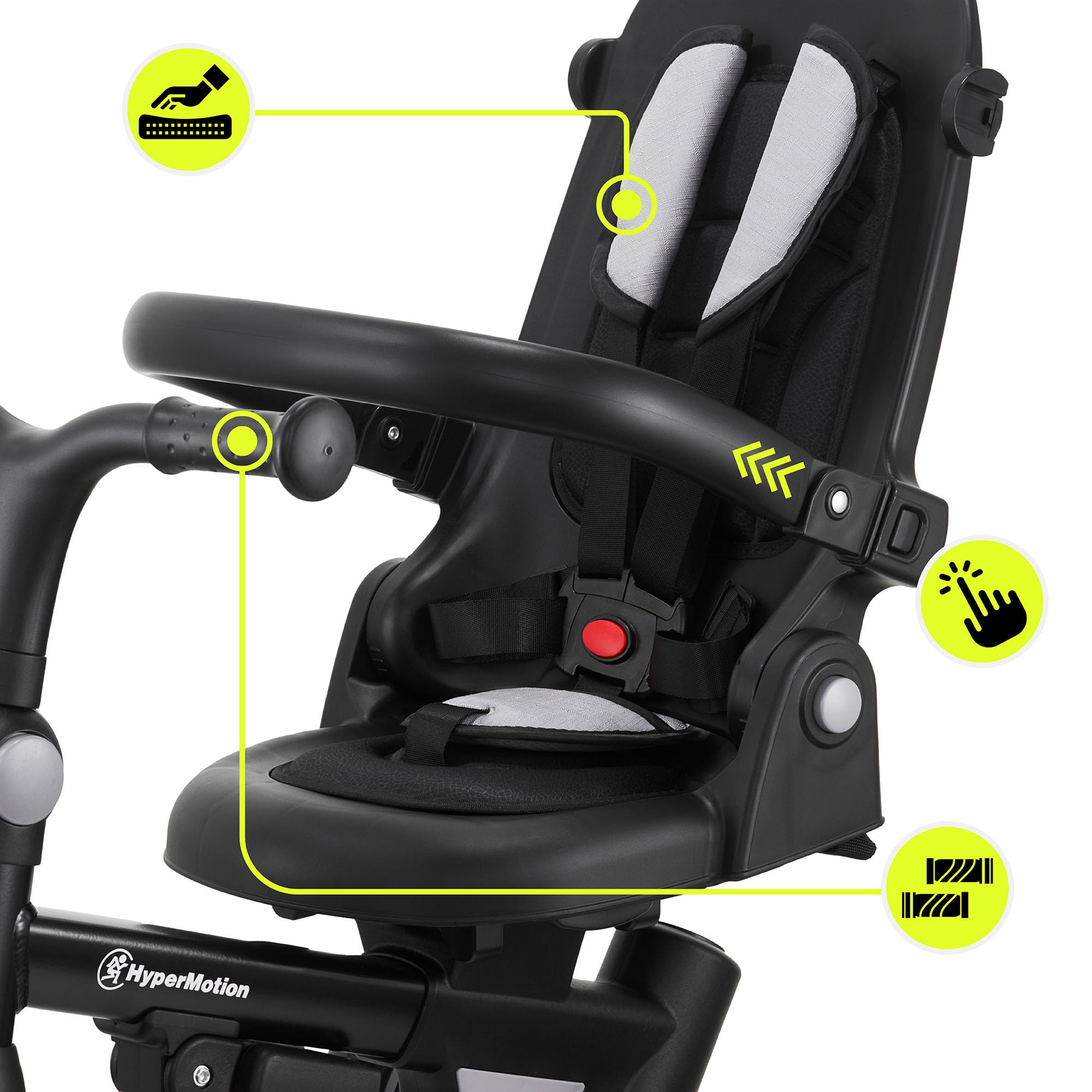 HyperMotion Triciclo Evolutivo 8 en 1 con Asiento Giratorio 360° – Triciclo Bebe Reclinable y Plegable con Capota, Arnés y Barra de Empuje – Trike Infantil para Niños de 1 a 5 Años