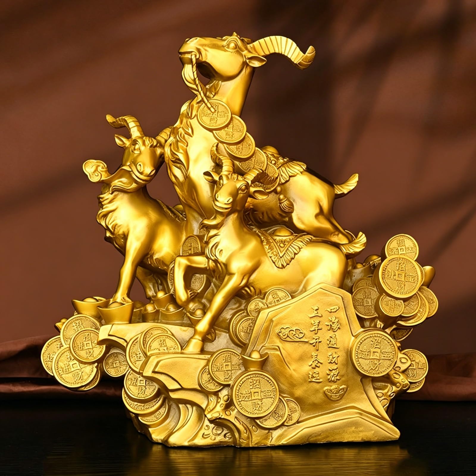 Statue Feng Shui Chèvre en laiton massif pour une décoration raffinée
