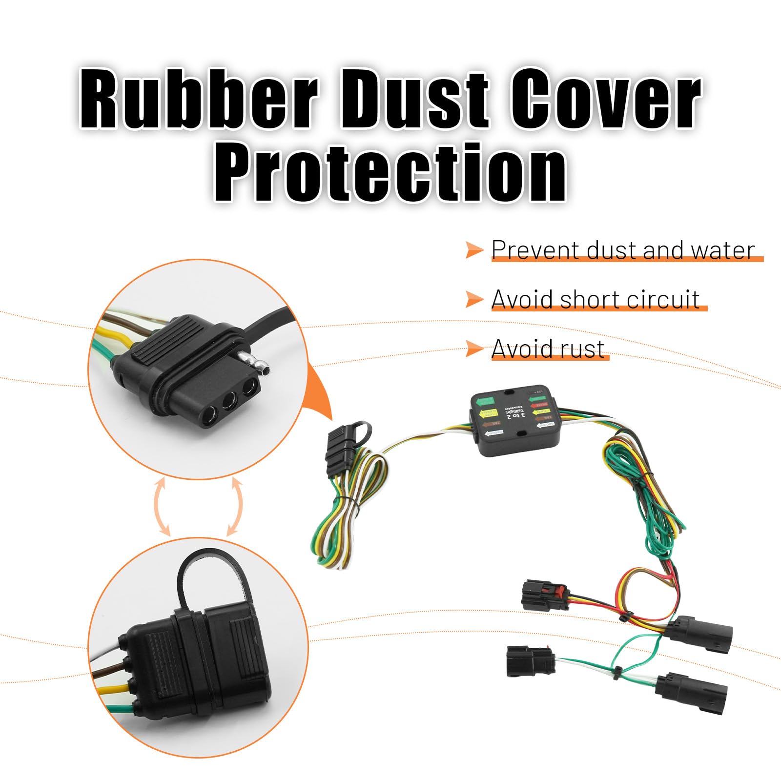 56406 Trailer Wiring Harness 4 Pin Vehicle-Side Trailer Wiring Connector Fit for 2019-2023 Jeep Cherokee, Black