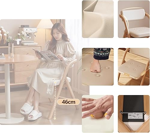 Miniatura 4 de Sillas plegables acolchadas, silla de comedor cómoda para el hogar, sillas adicionales portátiles duraderas con cojín para cocina, boda, fiesta (A)