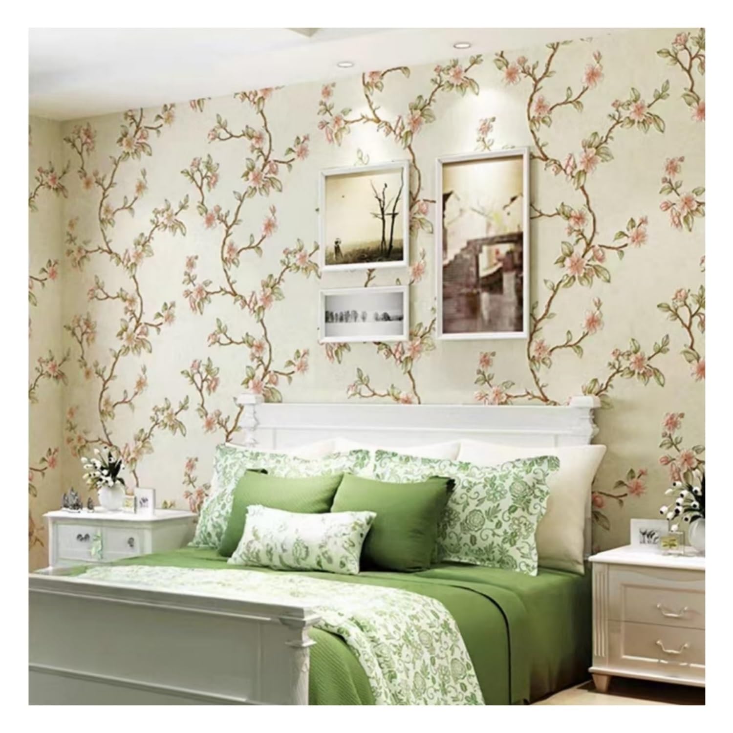 Lxlambentive Self Adhesive Wallpaper, Rustic Floral Peel and Stick Wallpaper with Embossed Finish, Easy DIY Application, 53cm Wide Roll, for Living Room, Bedroom & Feature Walls(Q,0.35 * 6m)