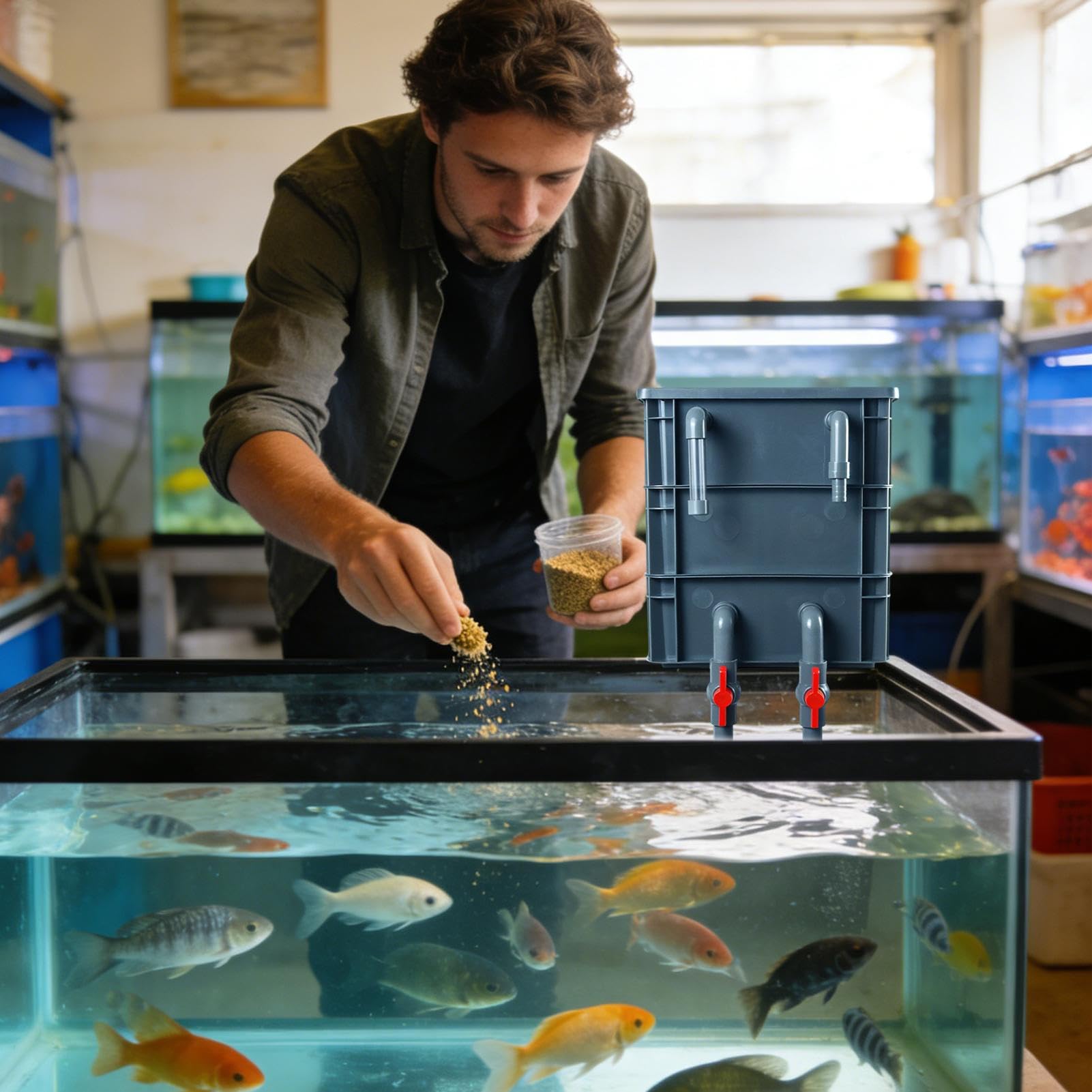 Scatola Filtro a per Acquario Accessorio di Filtrazione | Filtro Esterno per Vasche Pesci per Acqua Salata Casa Interni Camera Da Soggiorno Ufficio Dormitorio Appartamento