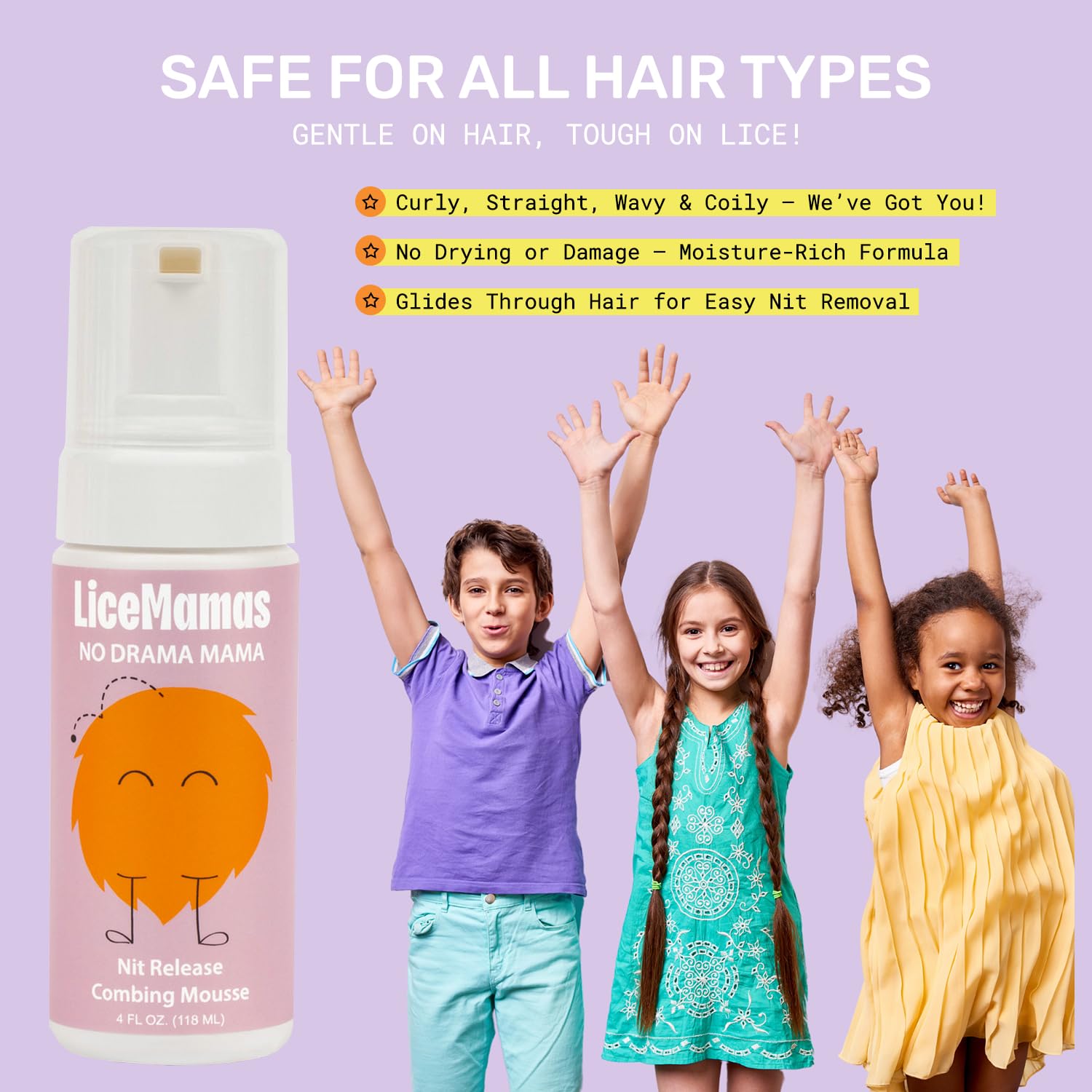 Mousse para un tratamiento eficaz, fórmula eliminadora aprobada por un salón para infestaciones difíciles sin productos químicos agresivos, disuelve el pegamento para facilitar el cuidado del cabello, 6