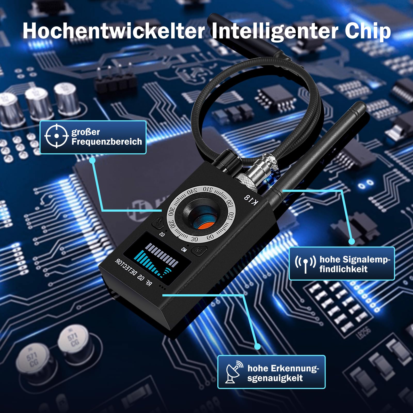 Wanzen Detektor, Versteckte Kamera Detektor Hidden Camera Finder Wanzenfinder Anti Spy Anti Aufnahme Detektor RF Wireless GSM Tracker Finder Abhörgeräte Funkkameras für Heim Büro Hotel